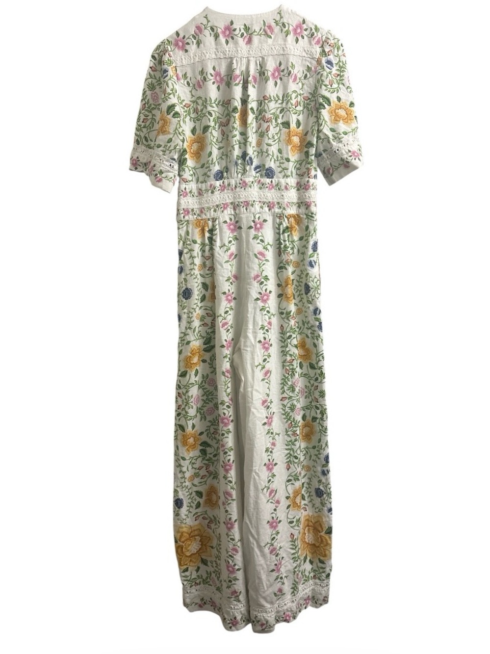 FARM RIO FOLK FLORAL LINEN BLEND JUMPSUIT Size M EUC - Picture 5 of 7